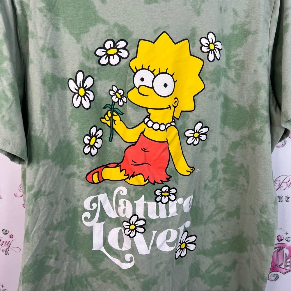 The simpsons tshirt tee flowers picking Green Nature Lover white red T-Shirt - Picture 3 of 9